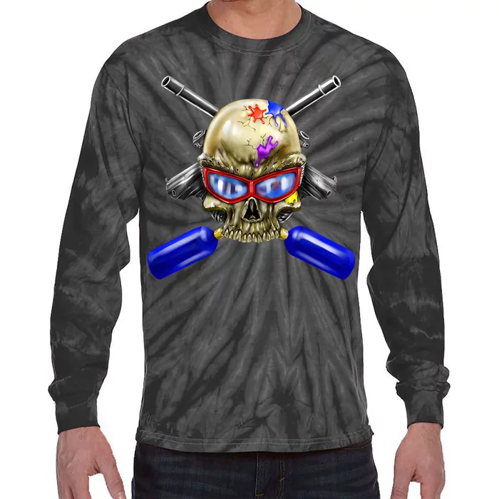 Paintball Skull Tie-Dye Long Sleeve Shirt