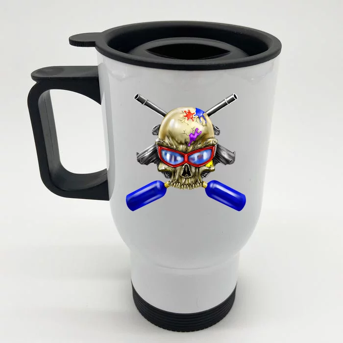 Paintball Skull Front & Back Stainless Steel Travel Mug