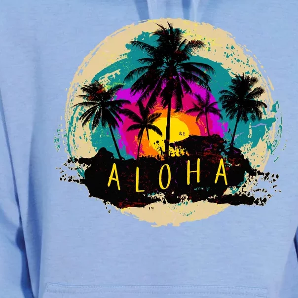 Painted Aloha Palms Beach Unisex Surf Hoodie