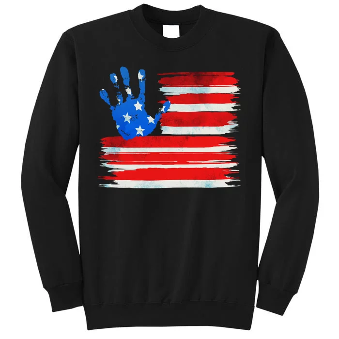 Painted American Flag Hand Print Sweatshirt