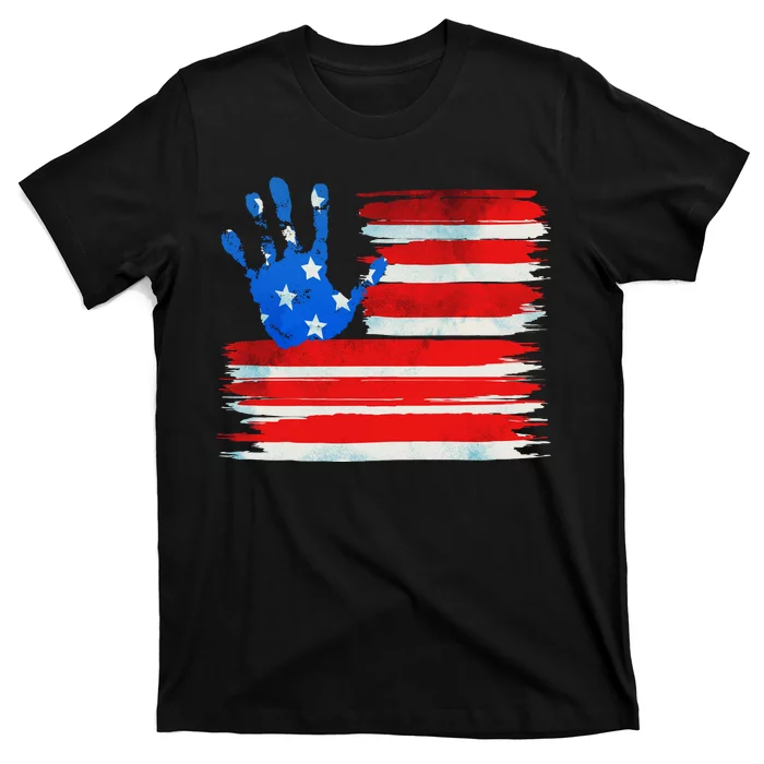 Painted American Flag Hand Print T-Shirt