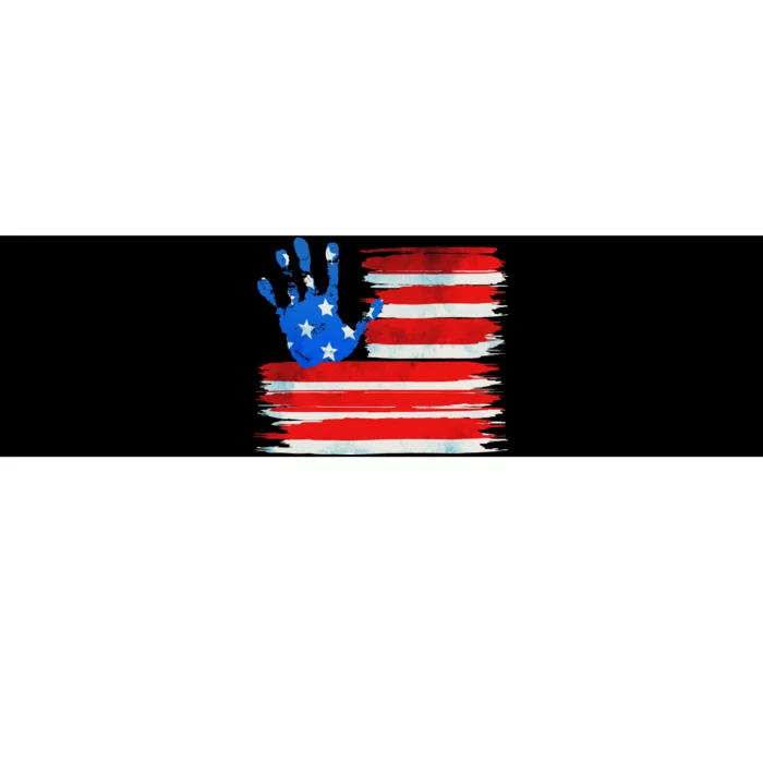 Painted American Flag Hand Print Bumper Sticker