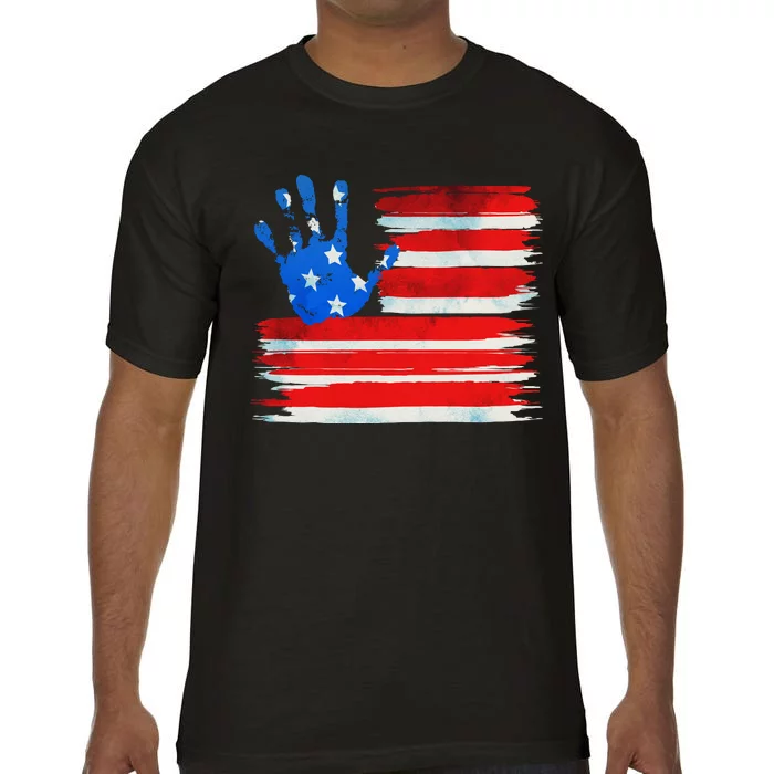 Painted American Flag Hand Print Comfort Colors T-Shirt