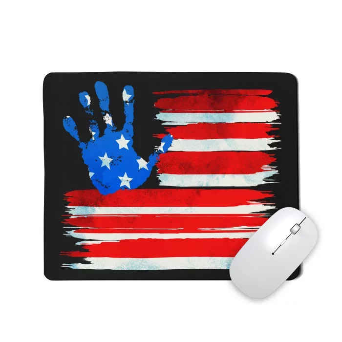 Painted American Flag Hand Print Mousepad