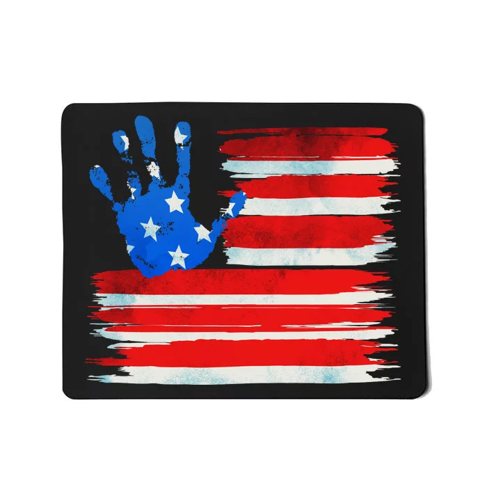 Painted American Flag Hand Print Mousepad