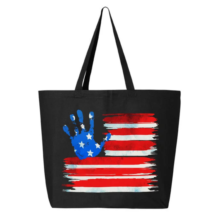 Painted American Flag Hand Print 25L Jumbo Tote