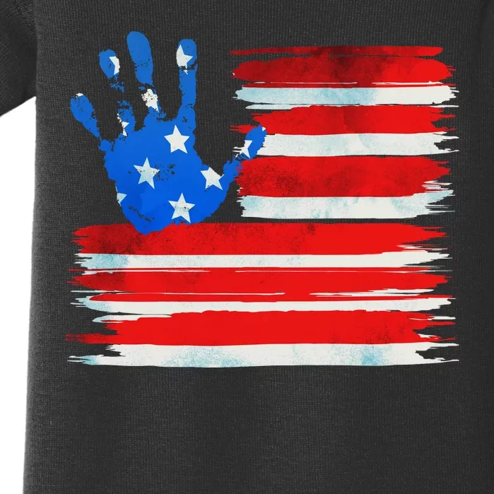 Painted American Flag Hand Print Baby Bodysuit