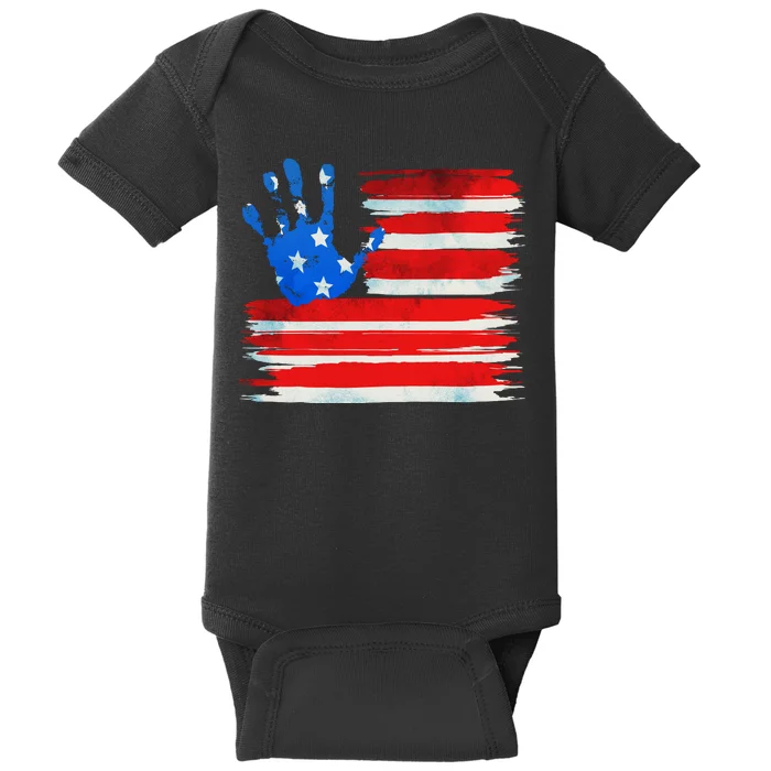 Painted American Flag Hand Print Baby Bodysuit