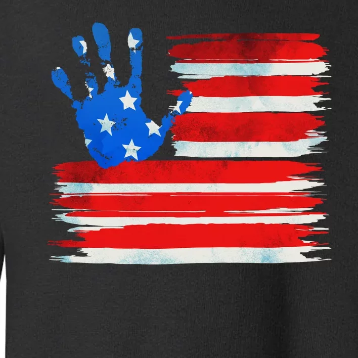 Painted American Flag Hand Print Toddler Sweatshirt