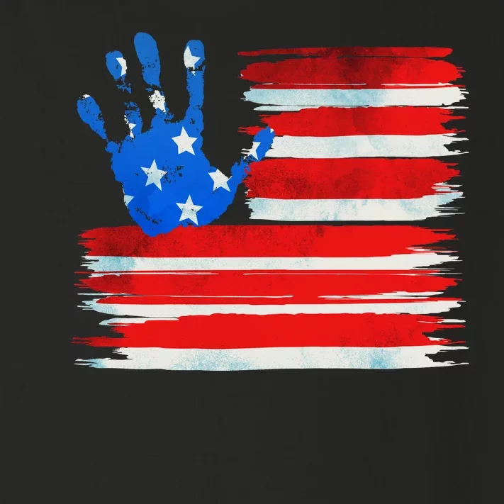 Painted American Flag Hand Print Toddler Long Sleeve Shirt