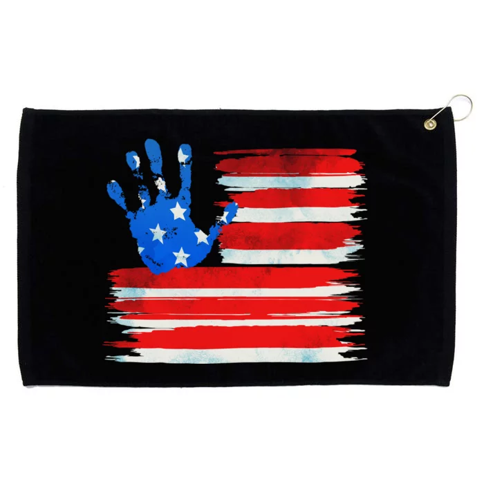 Painted American Flag Hand Print Grommeted Golf Towel