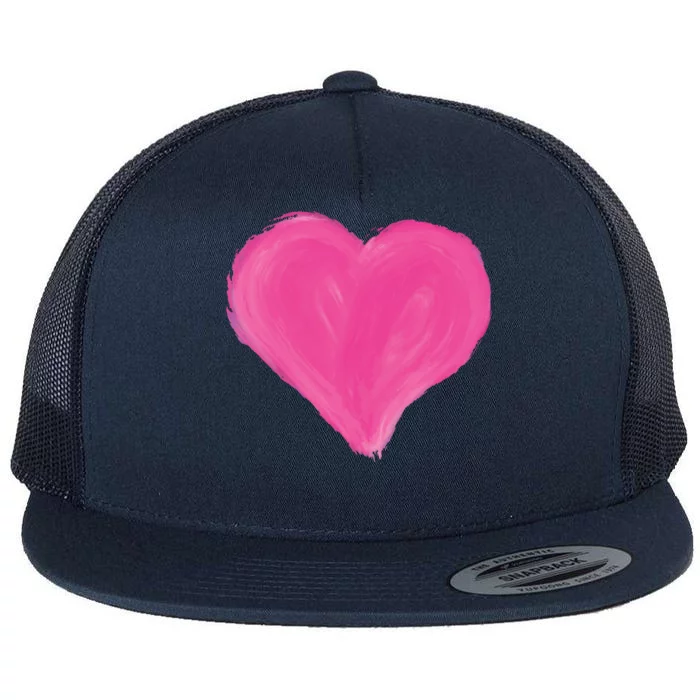 Painted Heart Flat Bill Trucker Hat