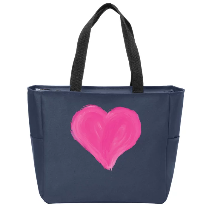 Painted Heart Zip Tote Bag