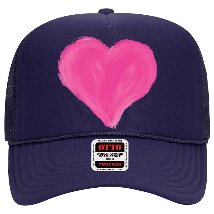 Painted Heart High Crown Mesh Trucker Hat