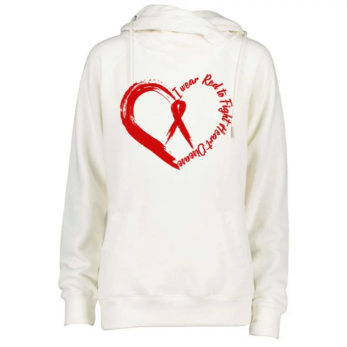 Painted I Wear Red To Fight Heart Disease Womens Funnel Neck Pullover Hood