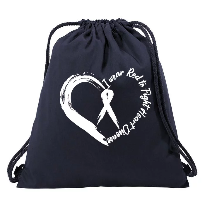 Painted I Wear Red To Fight Heart Disease Drawstring Bag