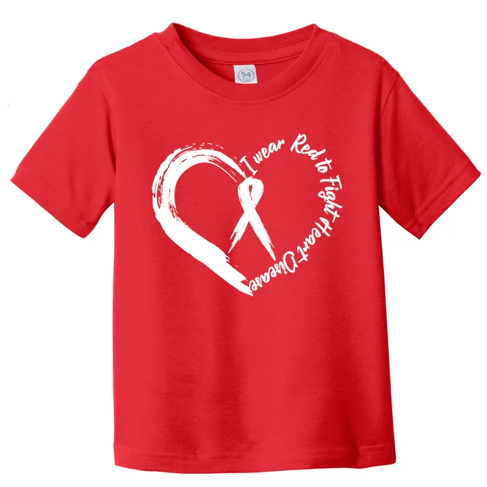 Painted I Wear Red To Fight Heart Disease Toddler T-Shirt