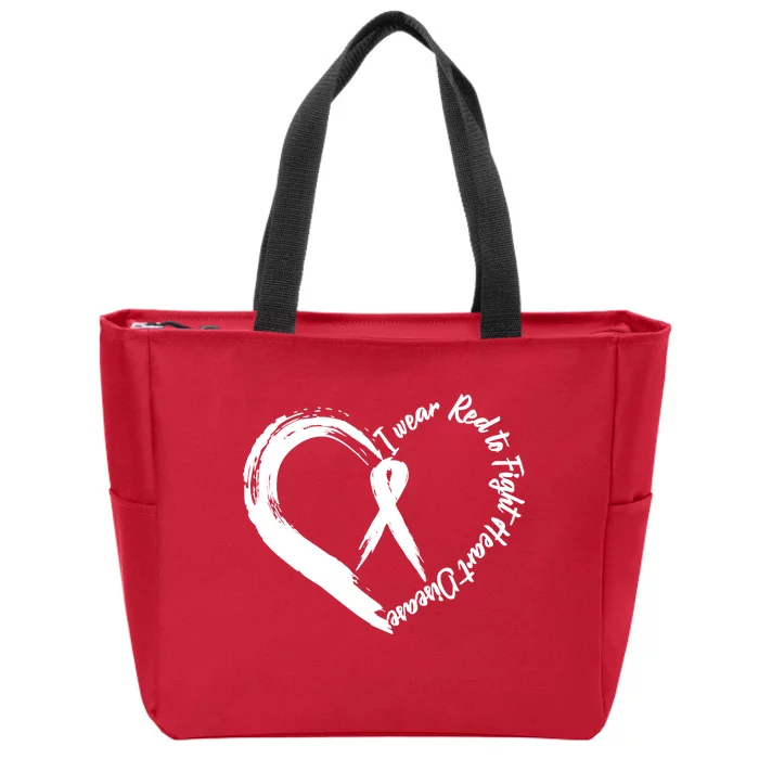 Painted I Wear Red To Fight Heart Disease Zip Tote Bag