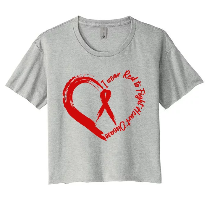 Painted I Wear Red To Fight Heart Disease Women's Crop Top Tee