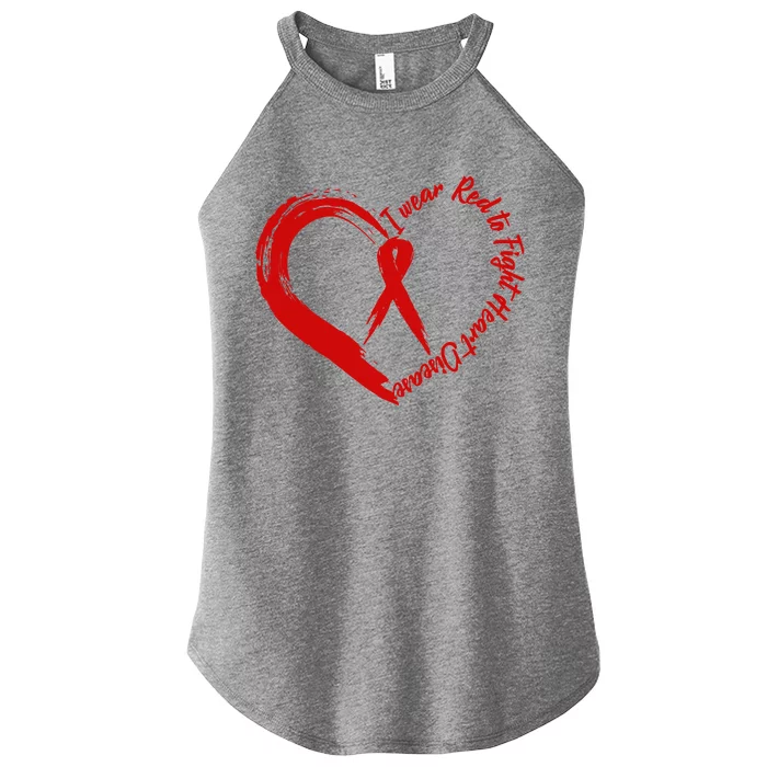 Painted I Wear Red To Fight Heart Disease Women’s Perfect Tri Rocker Tank