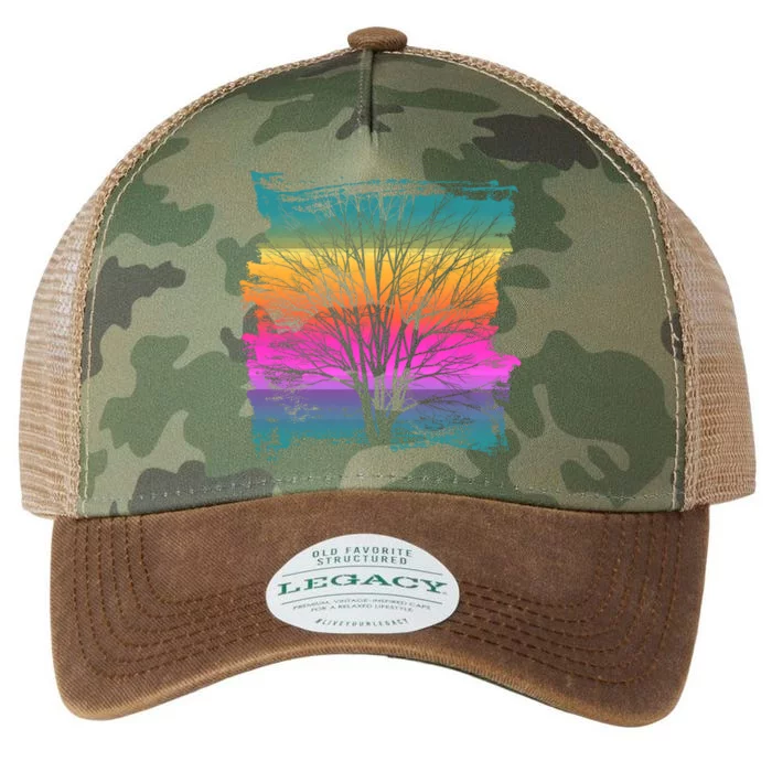 Painted Sunset Colors Tree Legacy Tie Dye Trucker Hat