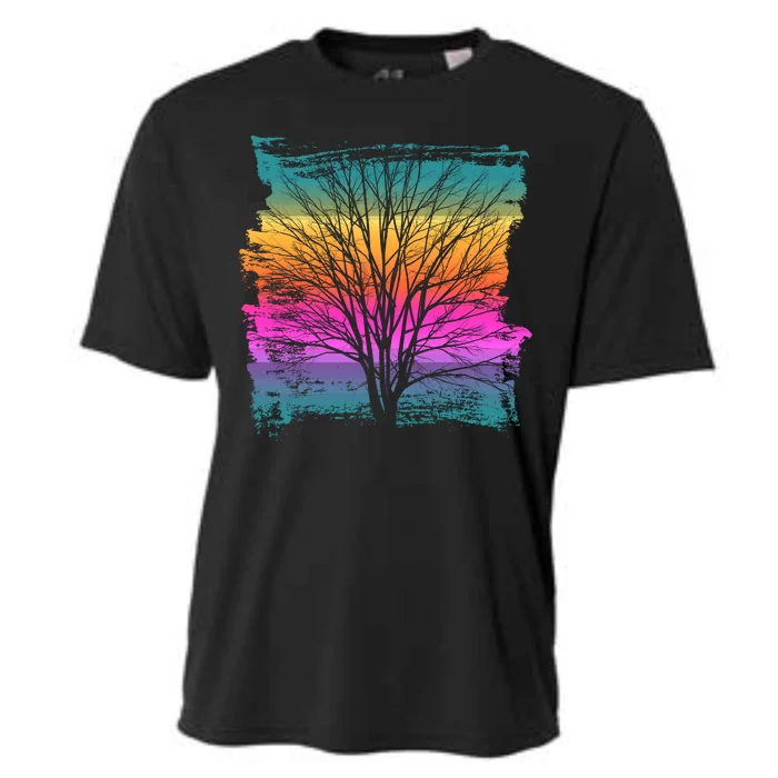 Painted Sunset Colors Tree Cooling Performance Crew T-Shirt