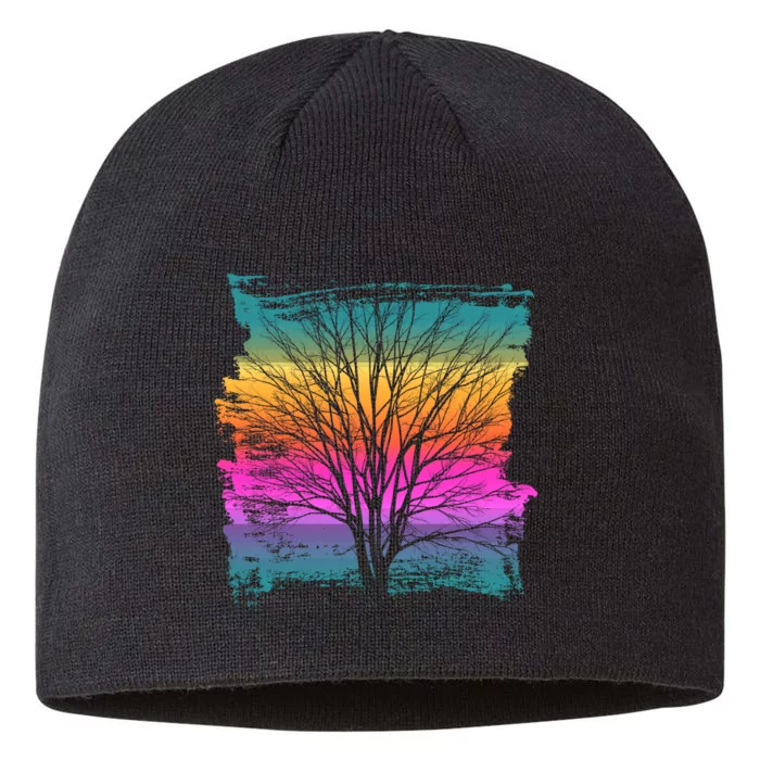 Painted Sunset Colors Tree 8 1/2in Sustainable Knit Beanie