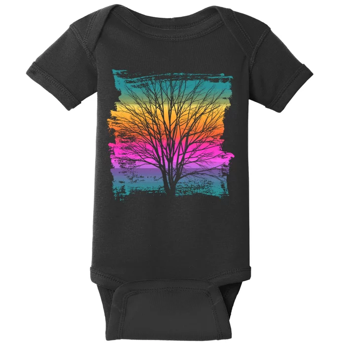 Painted Sunset Colors Tree Baby Bodysuit