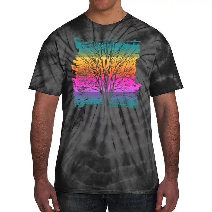 Painted Sunset Colors Tree Tie-Dye T-Shirt