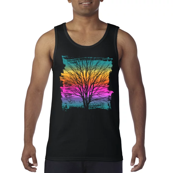 Painted Sunset Colors Tree Tank Top