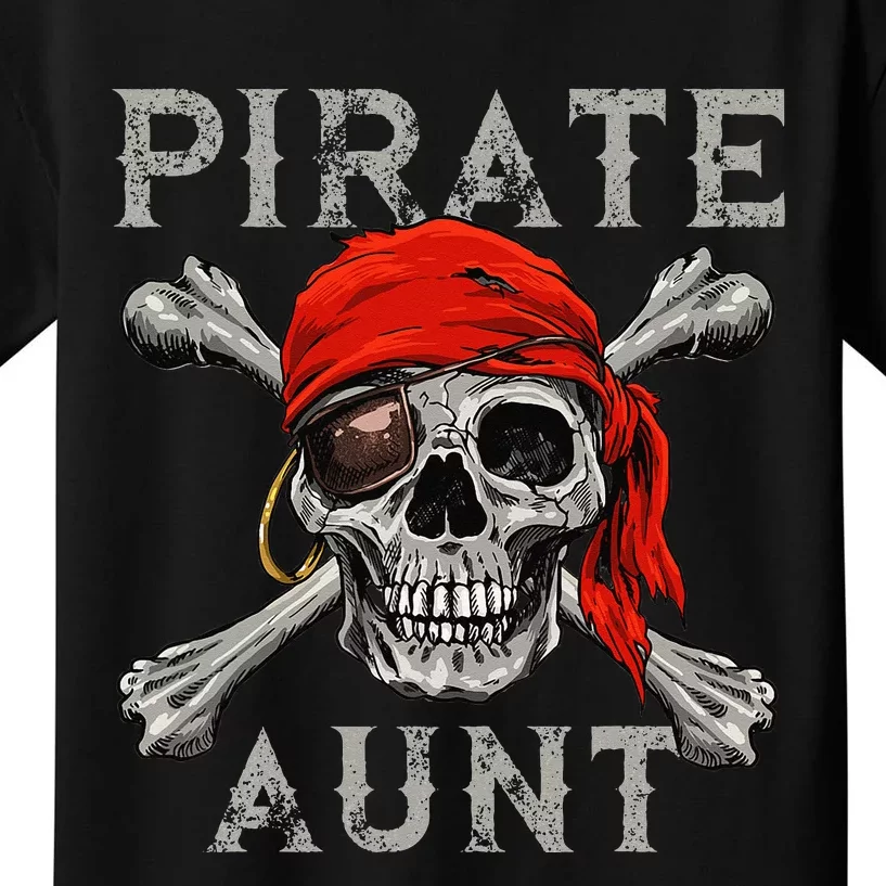 Pirate Aunt Jolly Roger Skull & Crossbones Flag Kids T-Shirt