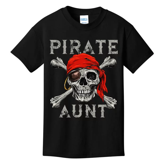 Pirate Aunt Jolly Roger Skull & Crossbones Flag Kids T-Shirt