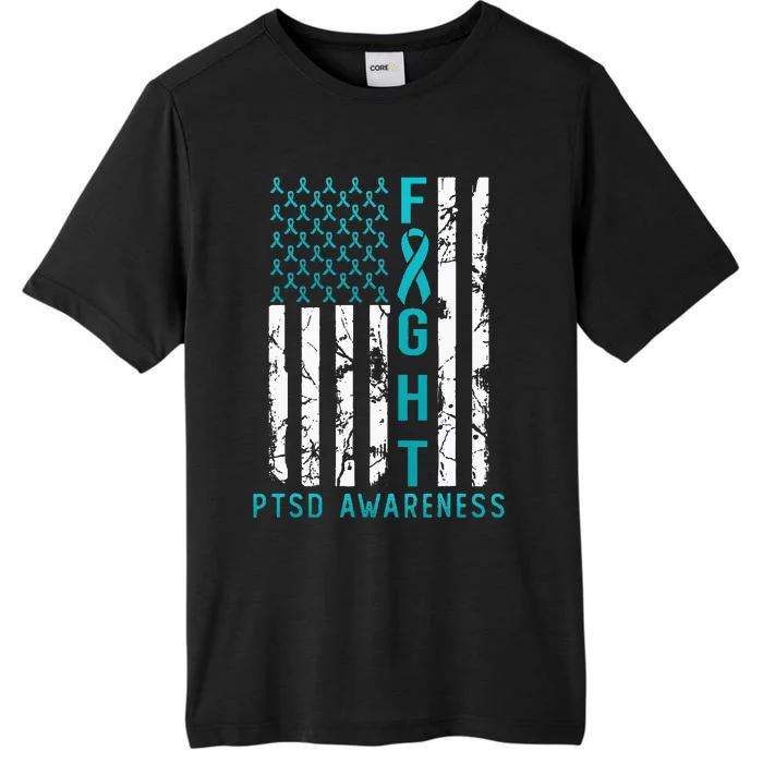 PTSD Awareness June USA Flag Ribbon Teal ChromaSoft Performance T-Shirt