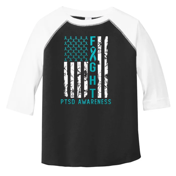 PTSD Awareness June USA Flag Ribbon Teal Toddler Fine Jersey T-Shirt