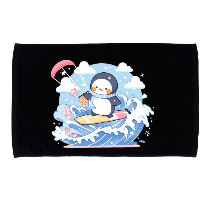 Penguin As Kite Surfer Design Kite Surfing Gift Microfiber Hand Towel