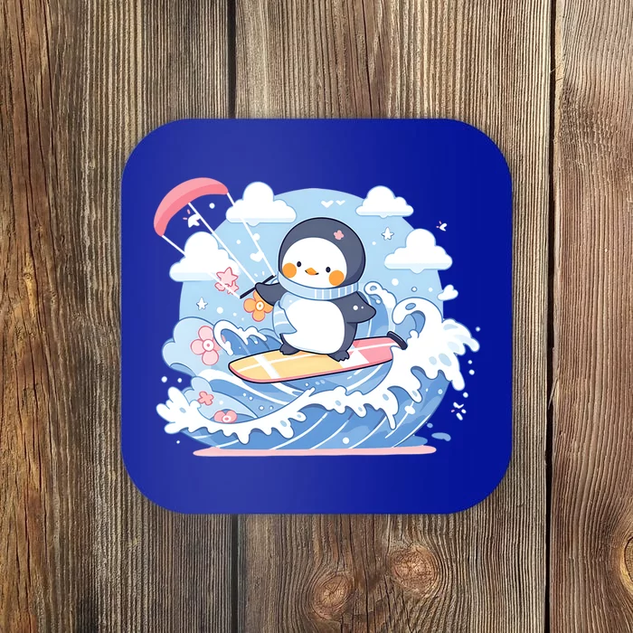 Penguin As Kite Surfer Design Kite Surfing Gift Coaster