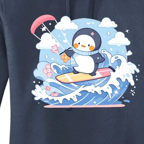 Penguin As Kite Surfer Design Kite Surfing Gift Women's Pullover Hoodie