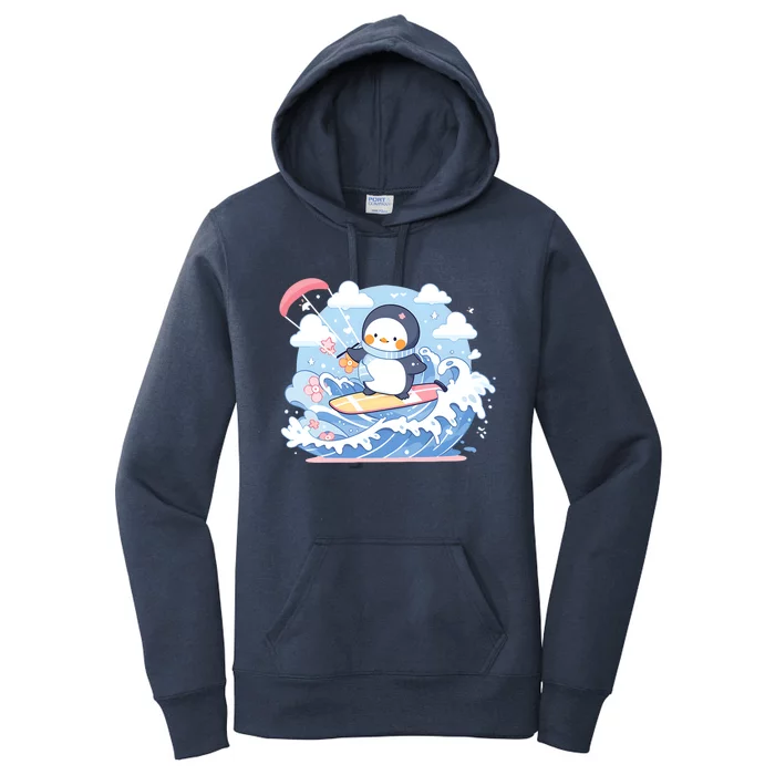 Penguin As Kite Surfer Design Kite Surfing Gift Women's Pullover Hoodie