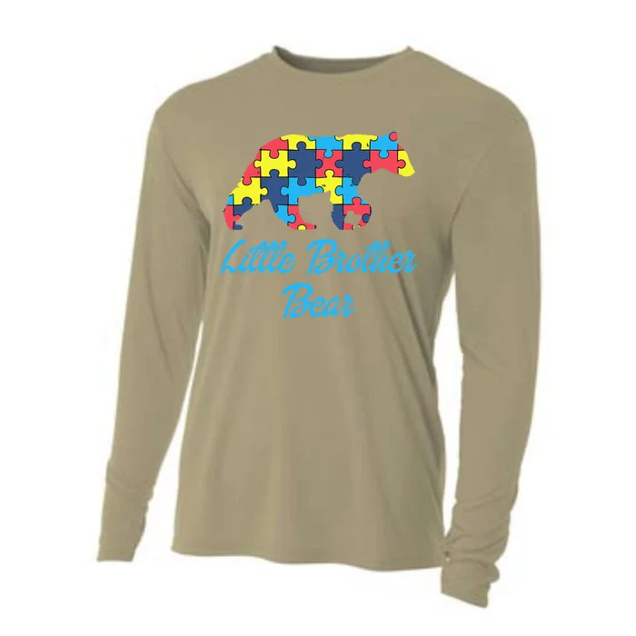 Proud Autism Little Brother Awareness Support Cooling Performance Long Sleeve Crew