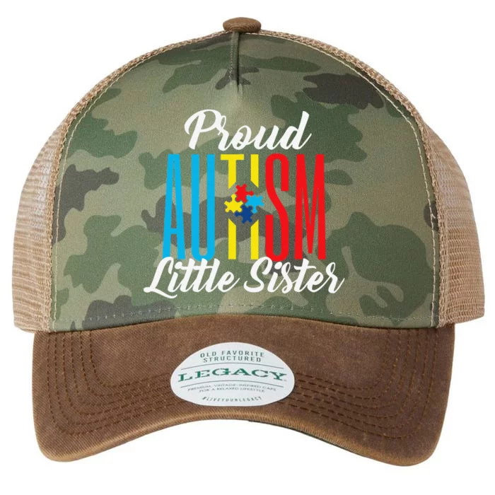 Proud Autism Little Sister Awareness Support Funny Legacy Tie Dye Trucker Hat