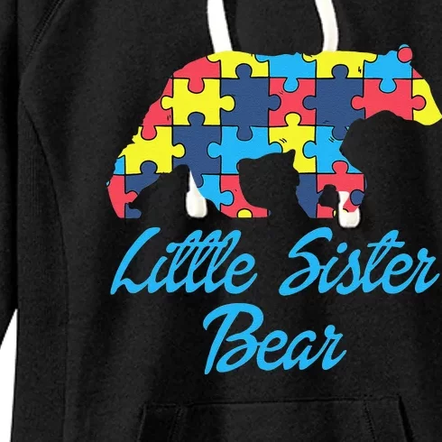 Proud Autism Little Sister Awareness Support Women's Fleece Hoodie