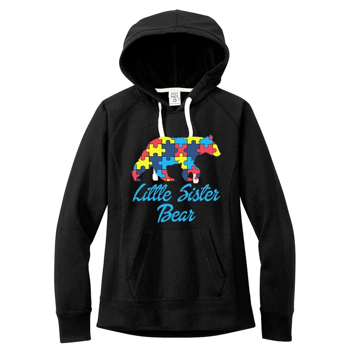 Proud Autism Little Sister Awareness Support Women's Fleece Hoodie