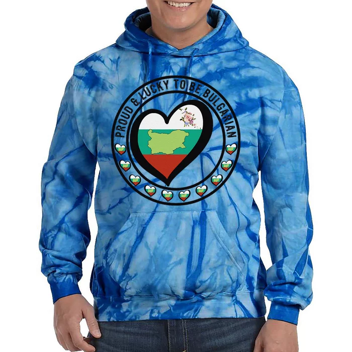 Proud And Lucky To Be Bulgarian I Love Bulgaria Flag Graphic Tie Dye Hoodie