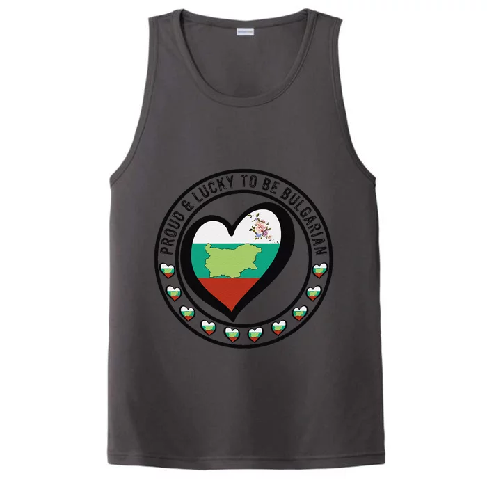 Proud And Lucky To Be Bulgarian I Love Bulgaria Flag Graphic Performance Tank