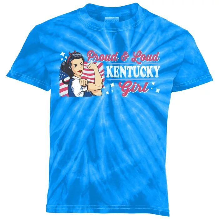 Proud And Loud Kentucky Proud American Cool Gift Kids Tie-Dye T-Shirt