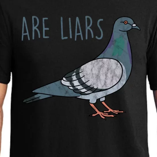 Pigeons Are Liars Arent Real Spies Birds Pun Gift Pajama Set