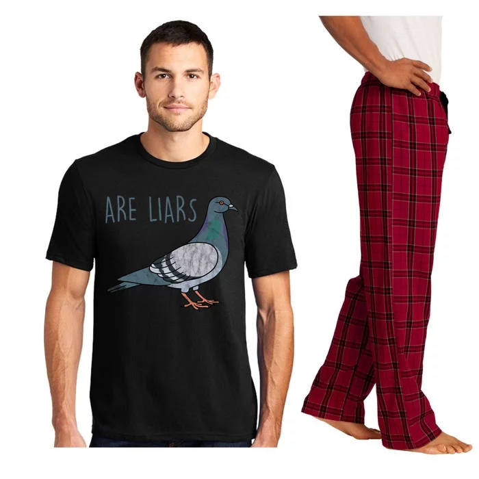 Pigeons Are Liars Arent Real Spies Birds Pun Gift Pajama Set