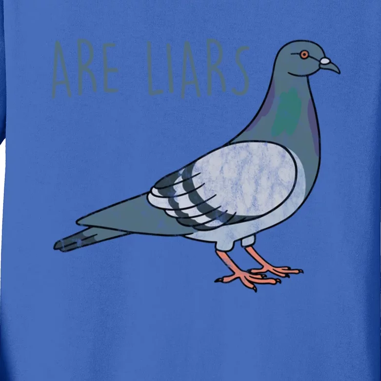 Pigeons Are Liars Arent Real Spies Birds Pun Gift Kids Long Sleeve Shirt