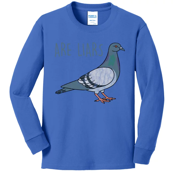 Pigeons Are Liars Arent Real Spies Birds Pun Gift Kids Long Sleeve Shirt