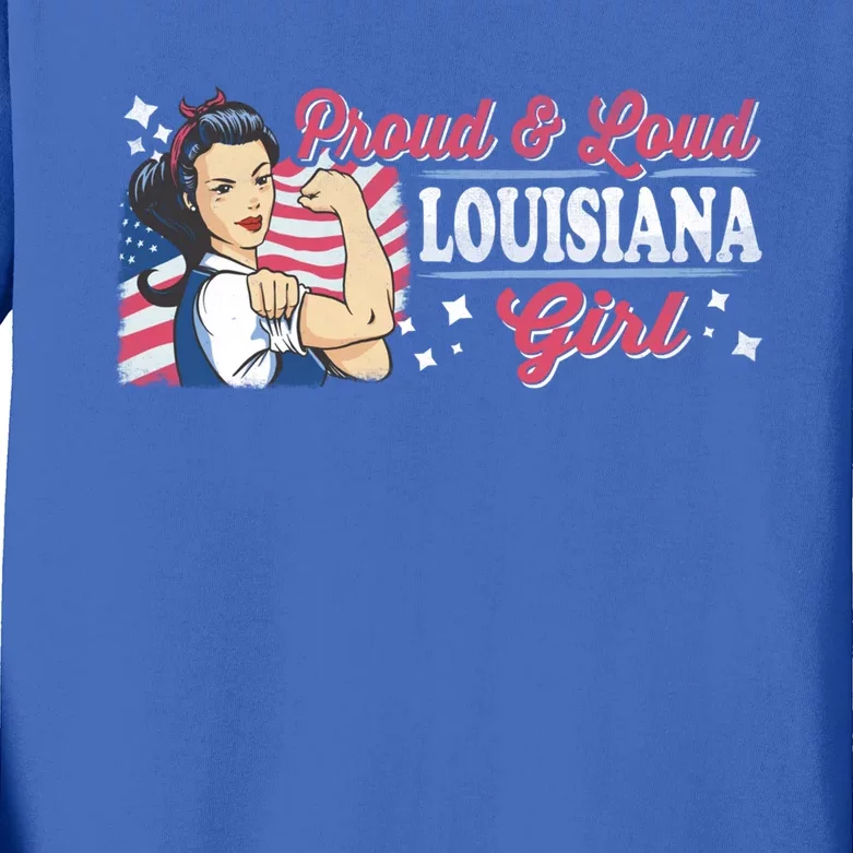 Proud And Loud Louisiana Proud American Gift Kids Long Sleeve Shirt